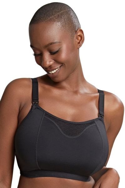 Panache Katherine Soft Crop Top -imetysliivit Black Kaaritueton toppimainen imetysliivi avattavilla kupeilla 60-90, D-M 10391-BLK