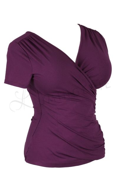 Urkye Kopertowka-toppi Dark Violet Lyhythihainen v-kaula-aukkoinen toppi 38-50 1/2 & 2/3 BL-038-FIO3-SS22