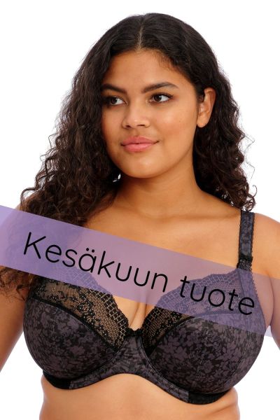 Elomi Lucie UW Stretch Plunge -rintaliivit - Black Kaarituettu, kokokuppinen ja toppaamaton plunge-liivi joustopitsillä. 70-100, D-O EL4490-BLK