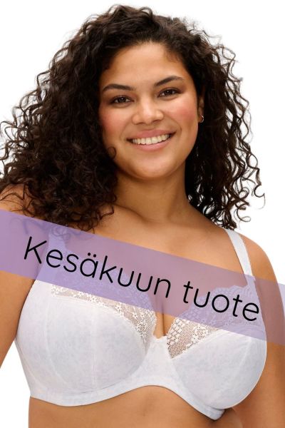 Elomi Lucie UW Stretch Plunge -rintaliivit - White Kaarituettu, kokokuppinen ja toppaamaton plunge-liivi joustopitsillä. 70-100, E-O EL4490-WHE