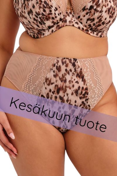 Elomi Lucie High Leg -alushousut - Wild Cat Midihousu normaalikorkealla vyötäröllä, korkealle leikatut jalansuut. S/38 - 4XL/50 EL4498-WIT