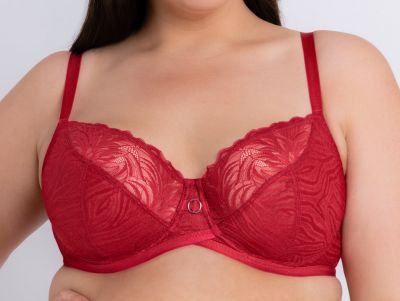 Curvy Kate Lace Daze Balcony -rintaliivit Lipstick Red Kaarituettu, toppaamaton balconetteliivi 65-100, E-O CK-044-100-LIP