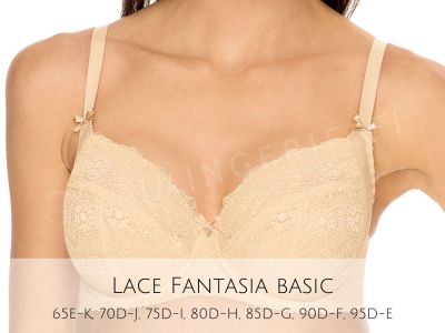 Gaia Lingerie Lace Fantasia Soft -rintaliivit Beige Kaarituettu, toppaamaton pitsiliivi sivutuella 65-105, D-L BS-37/38-BEZ-S16/SMX16