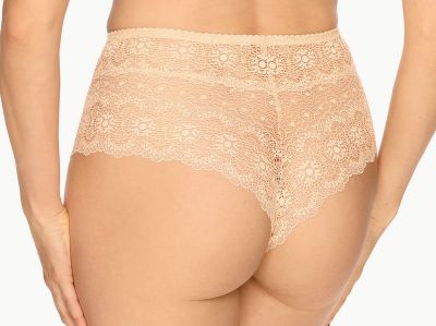 Bella Misteria Lace Fantasia HW -brazilianhousut Beige Korkeavyötäröiset pitsibrazilianhousut S/36 - 2XL/44 MA-35-BEZ-FB2
