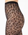 Cette Leopard Fishnet -sukkahousut Black-thumb Leopardikuvioiset verkkosukkahousut pehmeällä vyötärönauhalla. S/M - 2XL 402-902/BLK