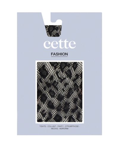 Cette Leopard Fishnet -sukkahousut Black Leopardikuvioiset verkkosukkahousut pehmeällä vyötärönauhalla. S/M - 2XL 402-902/BLK