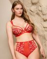 Playful Promises Lilith UW Embroidery Mesh Plunge -rintaliivit - Red-thumb Kaarituettu, toppaamaton meshliivi näyttävillä kirjailuilla. 70-100, D-K PP1061-RED