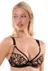 Playful Promises Lilith UW Embroidery Mesh Plunge -rintaliivit - Black-thumb Kaarituettu, toppaamaton meshliivi näyttävillä kirjailuilla. 70-105, D-K PP1061-BLK