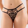 Playful Promises Lilith Embroidery Mesh Thong -stringit - Black-thumb Paljastavat stringhousut kirjailu- ja remmiyksityiskohdilla. 38 - 54 PPT1061-BLK