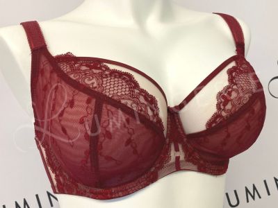 Subtille Linda Soft -rintaliivit Bordeaux/Beige Kaarituettu, toppaamaton meshliivi 65-105, D-O LIN-SOFT-BOR-BEZ