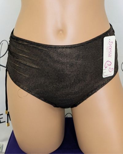Nessa Lipsi Ruched Side -bikinihousut - Black & Copper  L/40-42 - 5XL/50-52 NO2-B&C