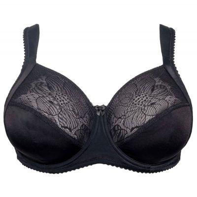 Plaisir Lingerie Lisa Soft Full Cup -rintaliivit Black Kaarituettu, toppaamaton, joustopitsinen täyskuppiliivi. 80-110, D-I 1125-1/BLK