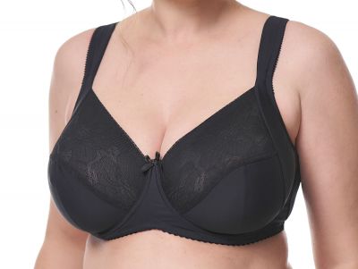 Plaisir Lingerie Lisa Soft Full Cup -rintaliivit Black Kaarituettu, toppaamaton, joustopitsinen täyskuppiliivi. 80-110, D-I 1125-1/BLK