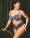 Elomi Lucie UW Stretch Plunge -rintaliivit Teal Floral-thumb Kaarituettu, kokokuppinen ja toppaamaton plunge-liivi joustopitsillä. 70-100, E-N EL4490-TOL