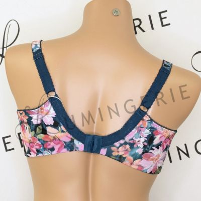 Elomi Lucie UW Stretch Plunge -rintaliivit Teal Floral Kaarituettu, kokokuppinen ja toppaamaton plunge-liivi joustopitsillä. 70-100, E-N EL4490-TOL