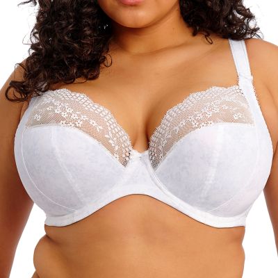 Elomi Lucie UW Stretch Plunge -rintaliivit White Kaarituettu, kokokuppinen ja toppaamaton plunge-liivi joustopitsillä. 70-100, E-O EL4490-WHE