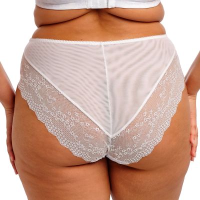 Elomi Lucie High Leg -alushousut White Midihousu normaalikorkealla vyötäröllä, korkealle leikatut jalansuut. M/40 - 4XL/50 EL4498-WHE