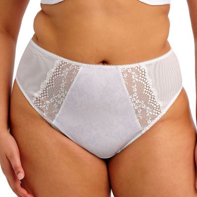 Elomi Lucie High Leg -alushousut White Midihousu normaalikorkealla vyötäröllä, korkealle leikatut jalansuut. M/40 - 4XL/50 EL4498-WHE