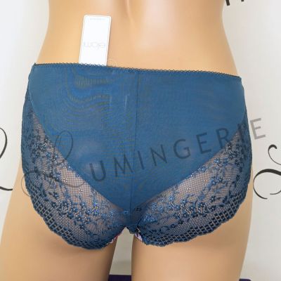 Elomi Lucie High Leg -alushousut Teal Floral Midihousu normaalikorkealla vyötäröllä, korkealle leikatut jalansuut. M/40 - 4XL/50 EL4498-TOL