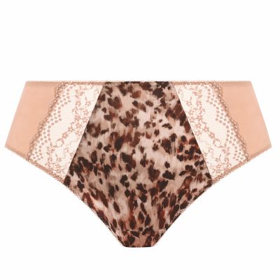 Elomi Lucie High Leg -alushousut - Wild Cat Midihousu normaalikorkealla vyötäröllä, korkealle leikatut jalansuut. M/40 - 4XL/50 EL4498-WIT