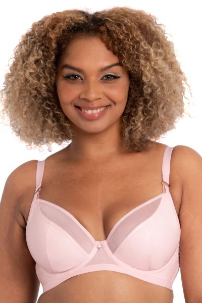 Curvy Kate Lucky Star Plunge -rintaliivit Blush Pink Wetlook Kaarituettu, edestä matalampi toppaamaton liivi 70-90, E-M CK-031-101-BLP