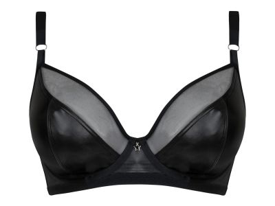 Curvy Kate Lucky Star Plunge -rintaliivit Black Wetlook Kaarituettu, edestä matalampi toppaamaton liivi 70-90, E-M CK-031-101-BLK
