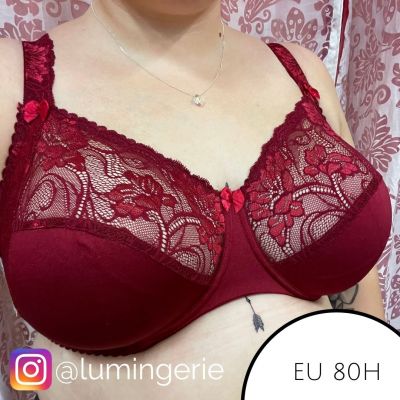 Plaisir Lingerie Sofia Soft Lace -rintaliivit Red Rumba Kaarituettu, toppaamaton, joustopitsinen täyskuppiliivi 80-105 D-H 1130-RMB