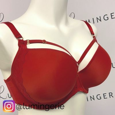 Freya Temptress Plunge -rintaliivit Cherry Kaarituettu, syväänuurrettu plunge-malli, jossa saumattomat ja muotoonprässätyt kupit ja irrotettavat koristeet 60-85, D-J AA400131-CHR