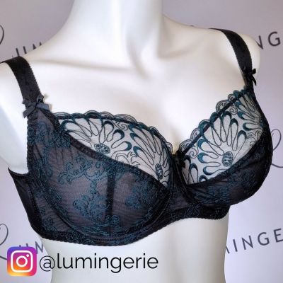 Nessa Tatuaz Soft -rintaliivit musta-petrooli Kaarituettu, pehmeäkuppinen pitsibalconette 65-110, D-O N034-500-BP