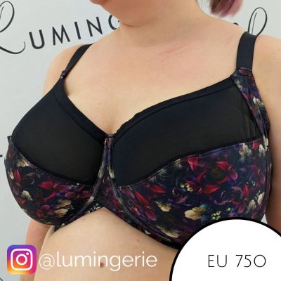 Curvy Kate Wonderfully Full Cup -rintaliivit Black Floral Kaarituettu, toppaamaton täyskuppinen liivi. 70-105, E-O CK-061-102-BFL