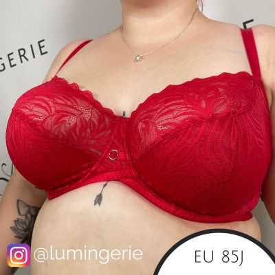 Curvy Kate Lace Daze Balcony -rintaliivit Lipstick Red Kaarituettu, toppaamaton balconetteliivi 65-100, E-O CK-044-100-LIP