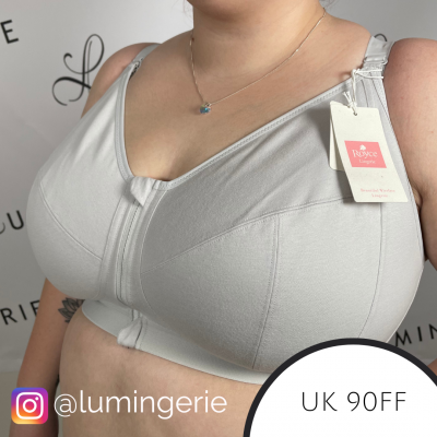 Royce Lingerie Fearne Comfort -rintaliivit edestä avattavat Light Grey Kaaritueton ja toppaamaton edestä avattava täyskuppiliivi  70-95, E-H 1425-GREY