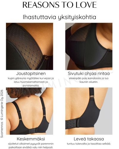 Sculptresse by Panache Bliss UW Full Cup -rintaliivit - Noir Kaarituettu ja toppaamaton täyskuppinen liivi. 70-105, E-O 10685-NOIR