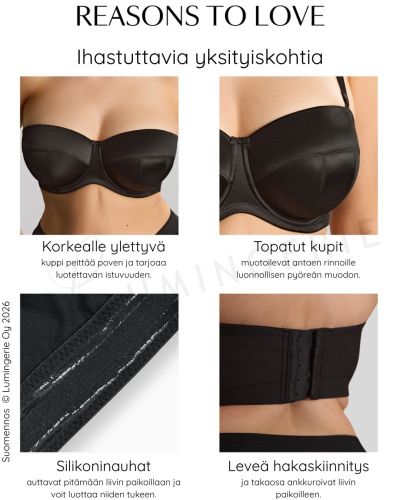 Sculptresse by Panache Dana olkaimettomat rintaliivit - Black Kaarituettu, kevyesti topattu olkaimeton liivi 75-105, D-M 9670-BLK