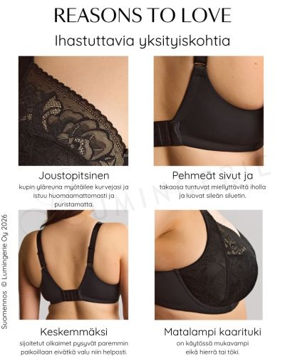 Sculptresse by Panache Dream Comfort UW Full Cup -rintaliivit - Black Kaarituettu ja toppaamaton täyskuppinen liivi. 75-105, E-O 11505-BLK