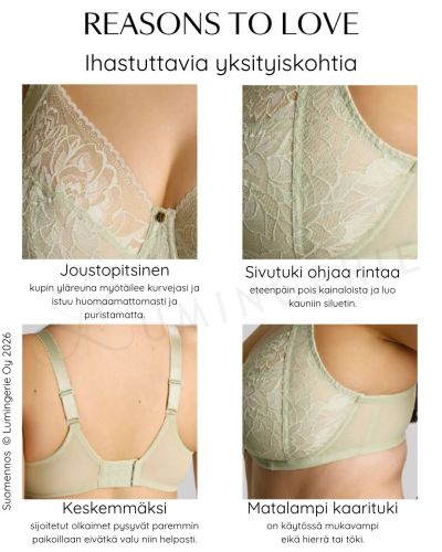 Sculptresse by Panache Dream UW Full Cup -rintaliivit - Pistachio Kaarituettu ja toppaamaton, täyskuppinen mesh- ja pitsiliivi. 75-95, E-L 10805-PSC