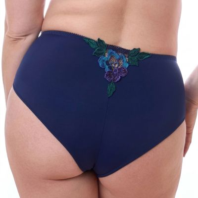 Plaisir Lingerie Lush-midialushousut - Bella Blue Midihousut upeilla kirjailluilla meshpaneeleilla. 40-48 41636-38/BEL