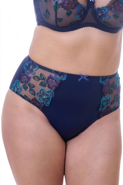 Plaisir Lingerie Lush-midialushousut - Bella Blue Midihousut upeilla kirjailluilla meshpaneeleilla. 40-48 41636-38/BEL
