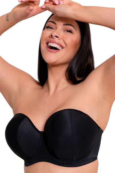 Curvy Kate Luxe *updated* olkaimettomat/multiway-rintaliivit Jet Black Kaarituettu, kevyesti topattu olkaimeton/multiwayliivi. 65-90 D-M CK2601-JEB