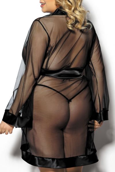 Anaïs apparel Anaïs+ Maerin-meshtakki satiinireunuksilla musta  XL-6XL 