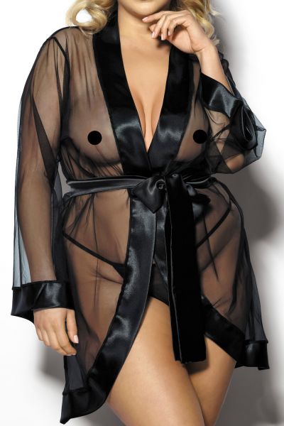 Anaïs apparel Anaïs+ Maerin-meshtakki satiinireunuksilla musta  XL-6XL 