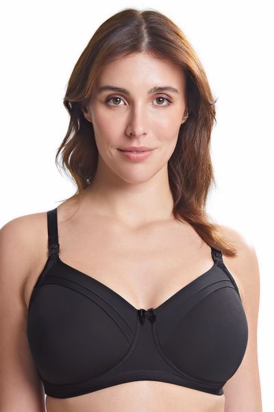 Royce Lingerie Maisie-t-paitaimetysliivit kaarituettomat Black Kaaritueton, lähes täyskuppinen t-paitaliivi imetysluukuilla 65-90, D-G 1391-BLK