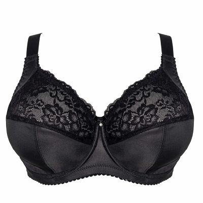 Plaisir Lingerie Maria UW Soft Full Cup -rintaliivit Black Kaarituettu, toppaamaton täyskuppiliivi, jossa joustopitsi kupin yläreunassa. 80-120, E-K 60025-1/BLK