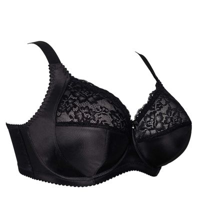 Plaisir Lingerie Maria UW Soft Full Cup -rintaliivit Black Kaarituettu, toppaamaton täyskuppiliivi, jossa joustopitsi kupin yläreunassa. 80-120, E-K 60025-1/BLK