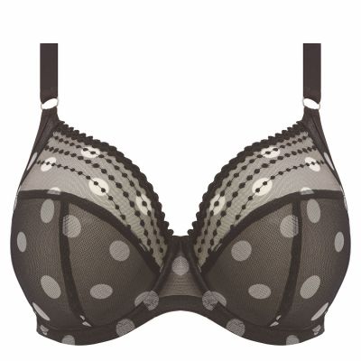 Elomi Matilda UW Plunge -rintaliivit Black Polka Dot Kaarituettu, kokokuppinen ja toppaamaton plunge-liivi. 70-100, E-O EL8900-BDT