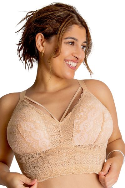 Parfait Mia Lace Longline -bralette Bare Kaaritueton, muunneltava bralette. 65-95, D-H P5951-BAE