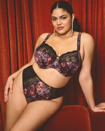 Elomi Morgan UW Full Cup -rintaliivit Dark Romance Kaarituettu, kokokuppinen ja toppaamaton liivi joustavalla pitsillä. 70-105, E-R EL4110-DAE
