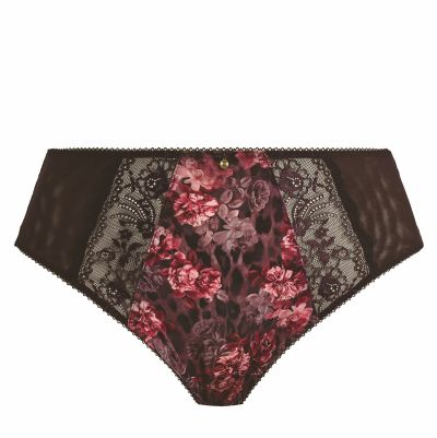 Elomi Morgan High Leg Brief -alushousut Dark Romance Midihousu normaalikorkealla vyötäröllä, korkealle leikatut jalansuut. M/40 - 4XL/50 EL4118-DAE