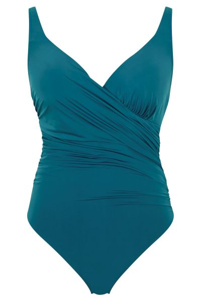 Panache Swimwear Mykonos UW Plunge -uimapuku Teal Kokouimapuku, jossa kaarituetut kupit ja säädettävät olkaimet. 65-85, DD-J SW1680-TEL