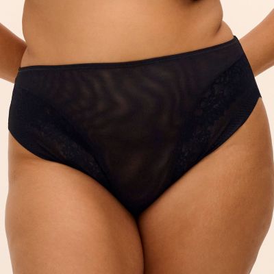 Elomi Nerina High Leg -alushousut - Black Midihousu normaalikorkealla vyötäröllä, korkealle leikatut jalansuut. S/38 - 4XL/50 EL302753-BLK